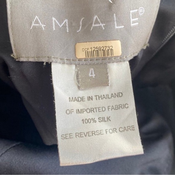 AMSALE 100% SILK ONE SHOULDER DRESS
NAVY SIZE 4 - Picture 4 of 4